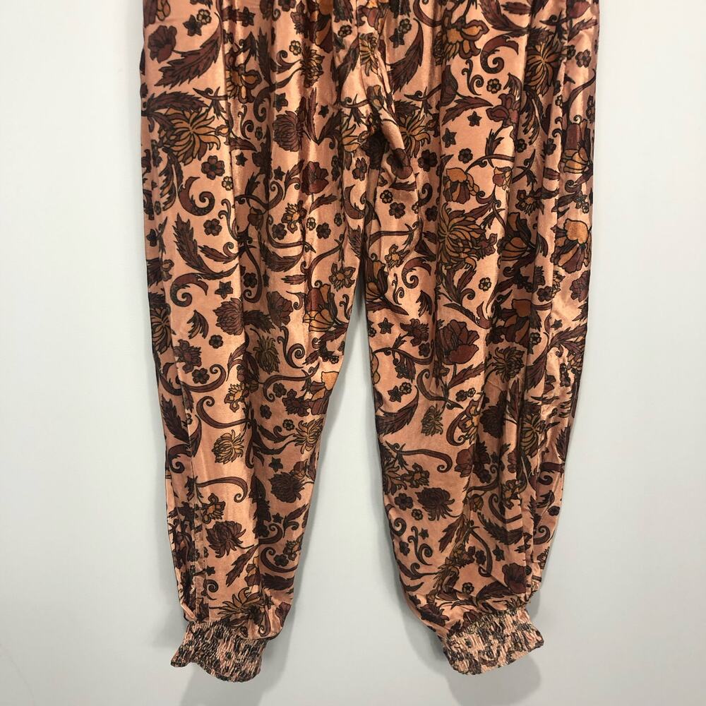 Free People Blush Floral Smocked Harem Pants Size L | Boho Festival Jogger | - Picture 7 of 11